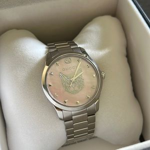gucci pink cat face watch! brand new